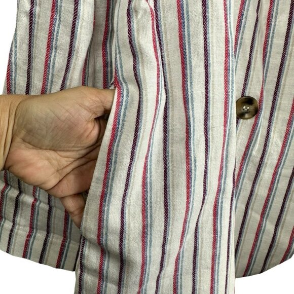 Anthropologie Dolan Left Coast Anna Double Breasted Linen Striped Blazer Medium - Picture 6 of 12
